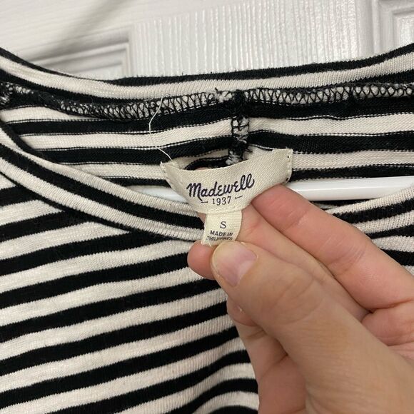 Madewell Black And White Striped Side Button Shirt Small - Picture 10 of 10